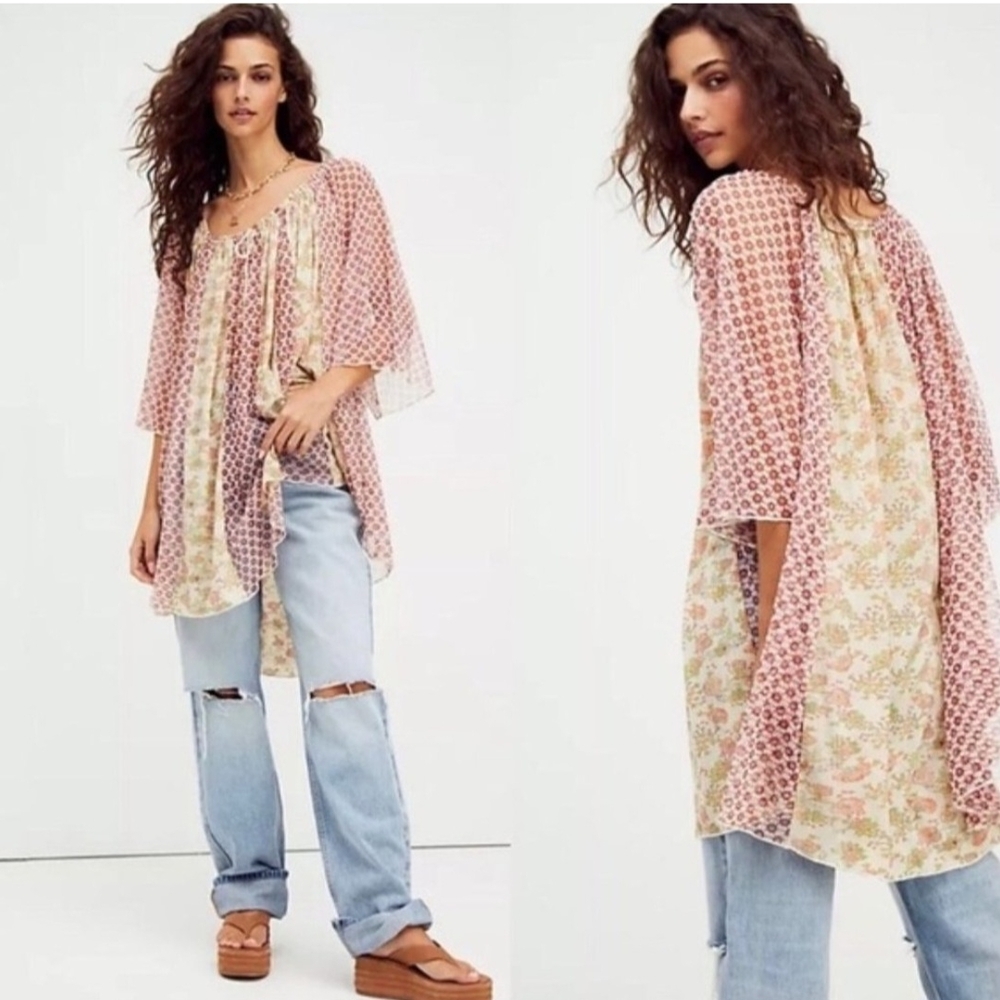 Free People Floral Print Top